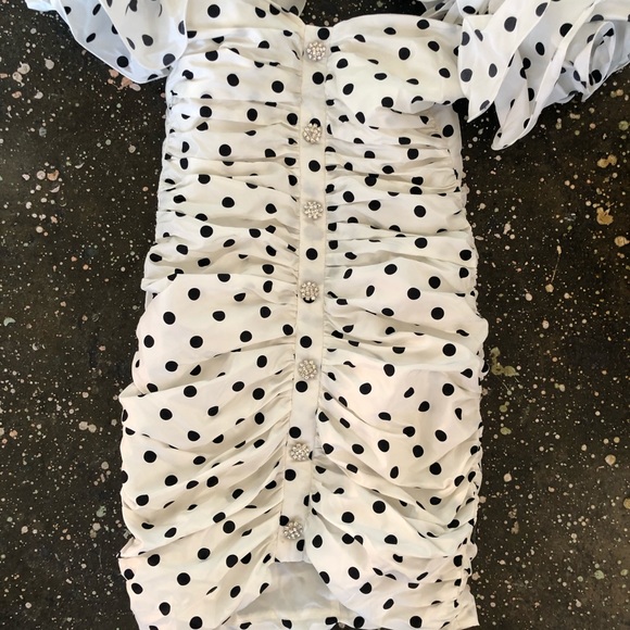 Alessandra Rich Polka Dot Mini Dress White Taffeta - Picture 10 of 12